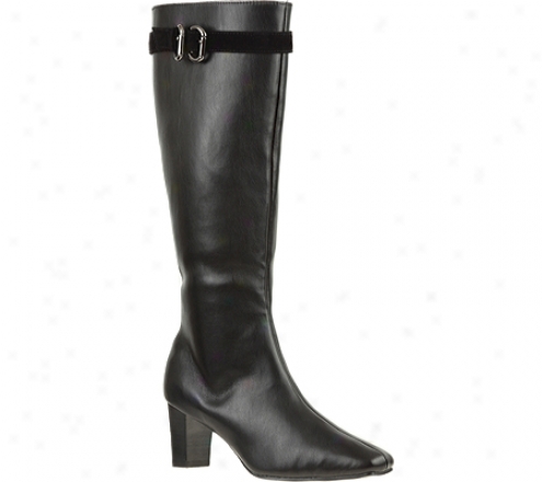 Annie Margie Wide Calf (women's)  -Black/black Velvet Stretfh