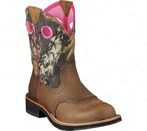 Ariat Fatbaby Cowgirl (women's) - Distressed Brown/mossy Oak Leather/suede