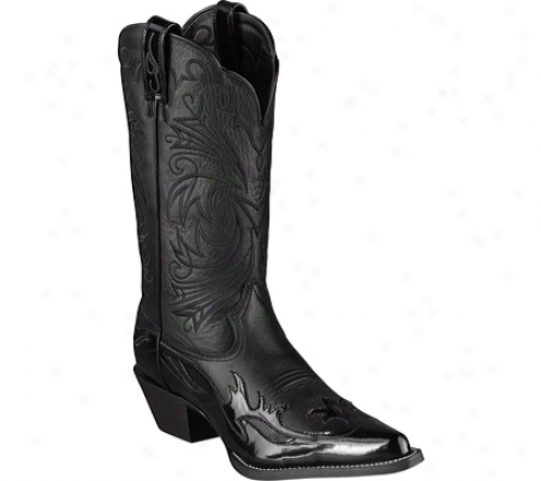 Ariat Heritage Western J Wing Tip (women's) - Black Drertan/black Patent Full Grain Leather