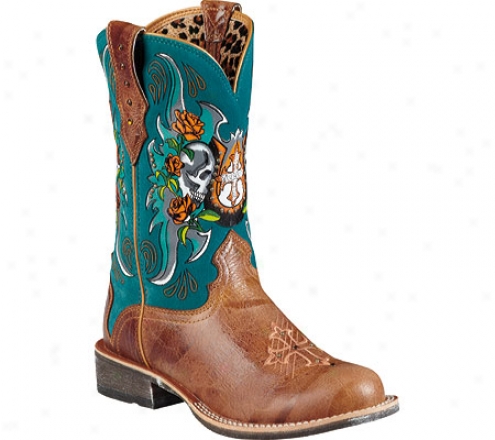 Ariat Rodeobaby Relic (women's) - Glossy Tan/deep Teal Full Grain Leather