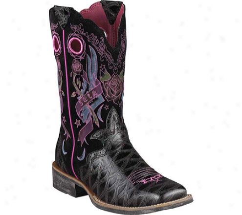 Ariat Rodeobabby Rocker (women's) - Mourning Anteater Print/black Tattoo Leather/suede