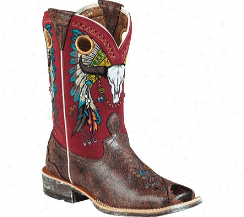 Ariat Rodeobaby Roundup (aomen's) - Wrangler Brown/red Full Grain Leather