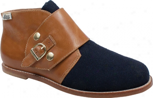 Bass Flavie (women's) - Navy Felt Fabric/whiskey Waxy Milled Leather