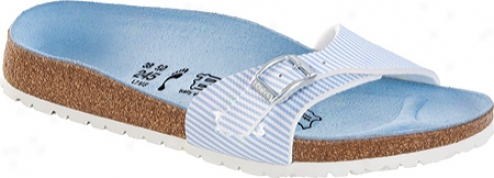 Birki's Menorca Soft Footbed (women's) - Narvic Stripes Soft Blue