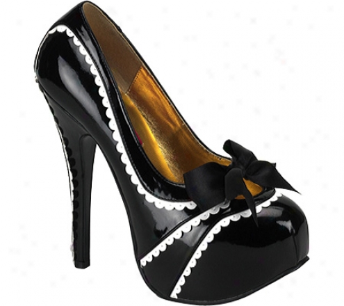 Bordello Teeze 14 (women's) - Black/white Patent