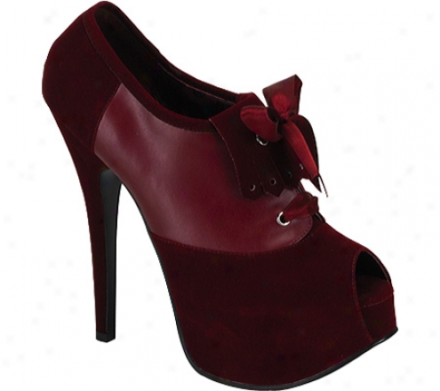 Bordello Teeze 16 (women's) - Burgundy Velvet/burgundy Pu