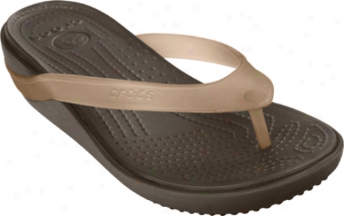 Crocs Carlie Platform Flip (women's) - Espresso/gold