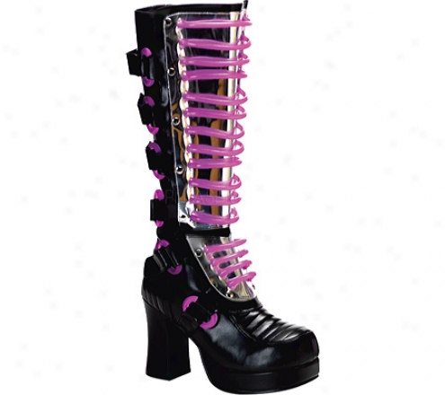 Demonia Gothika 600uv (women's) - Black Pu/uv Pink