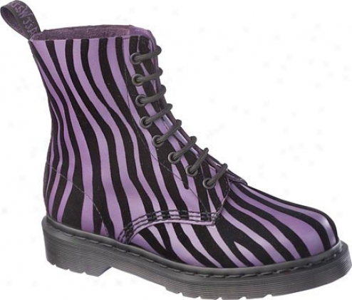 Dr. Martens Pascal 8 Eye Boot Print (women's) - Purple/black Softy T/zebrino Flocking