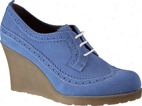 Dr. Martens Sita 3-tie Brogue Shoe (women's) - Ceramic Blue Hi Suede Wp