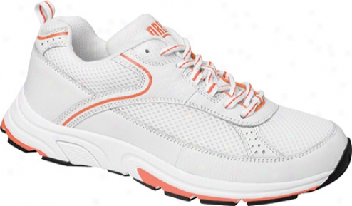 Drew Athena (women's) - White/orange Leather/mesh Combo