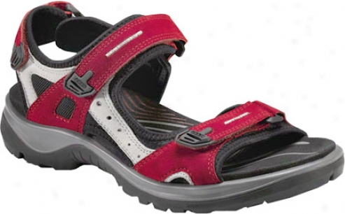 Ecco Yucatan Sandal 69563 (women's) - Chili Red Nubuck/concrete Nubuck/black Textile