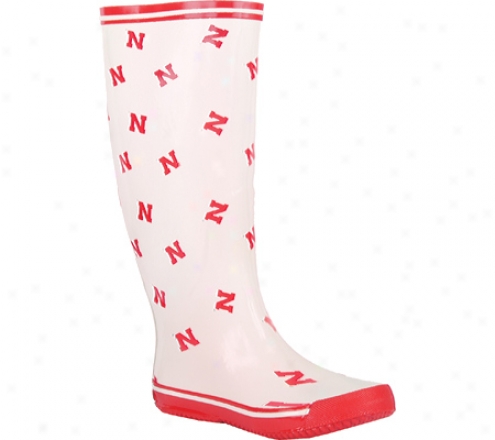 Fanshoes Nebraska Scattered N Rubber Boot (women's) - White