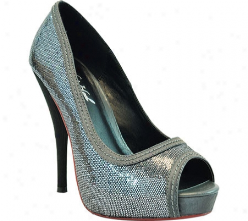 Highest Heel Pin Up-51 (women's) - Grey Glittee Pu