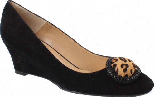 J. Renee Aries (women's) - Black Suede/cognac Leopard Animal Hair