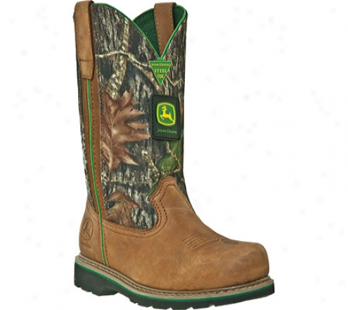 "john Deere Boots 10"" Wellington Armor Toe Eh 3388 (women's) - Imbrown Crazy Horse Leather/mossy Oak Camo"