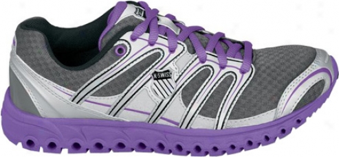 K-swiss Micro Tubes 100fit (women's )- Charcoal/silver/neon Violet