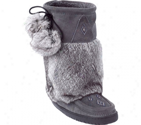 Manitobah Mukluks Mid Suede Mukluk (women's) - Charcoal Suede/rabbit Fur