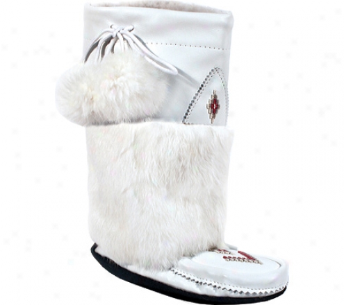 Manitobah Mukluks Nappa Mid Crepe Sole Mukluk - White Cowhide Nappa/rabbit Fur