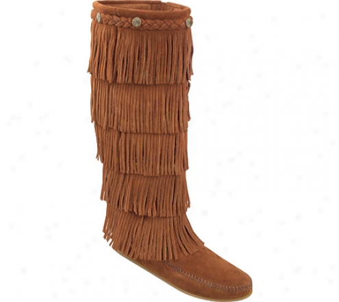 Minnetonka 5 Layer Fringe Boot (women's) - Brown Suere