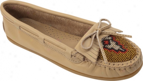 Minnetonka Beaded Kilty Moc (women's) - Sand Smooth Leather