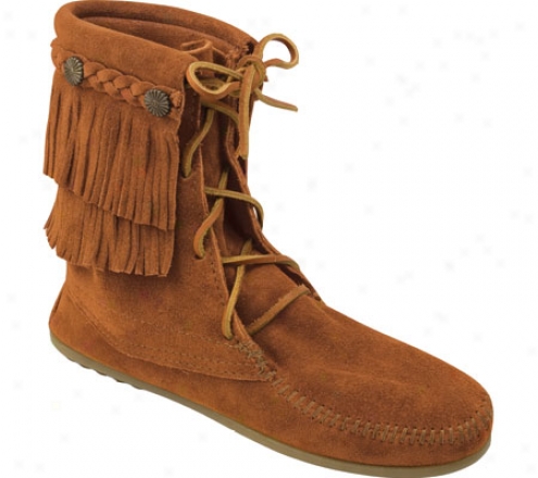 Minnetonka Double Fringe Tramper Boot (women's) - Brown Suede