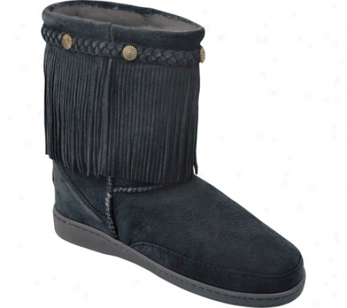 Minnetonka Fringe Classic Pug Profit (women's) - Black Sheepskin