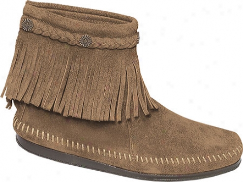 Minnetonka Hi Top Back Zip Boot (women's) - Taupe Suede