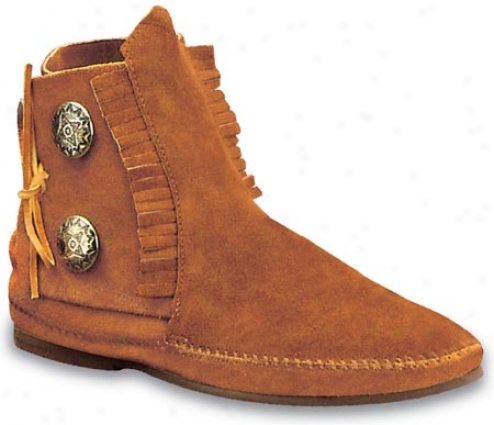 Minnetonka Two Button Boot Hardsole (women's) - Brown Suede