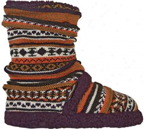 Muk Luks Fairisle Scrunch Bootie (women's) - Purple Punch