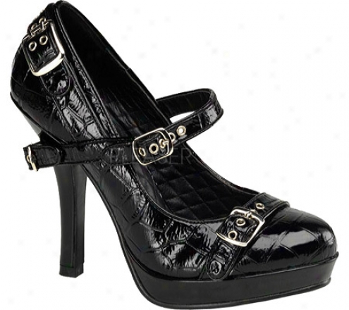 Pin Up Secret 14 (women's) - Black Croc Patent Leather