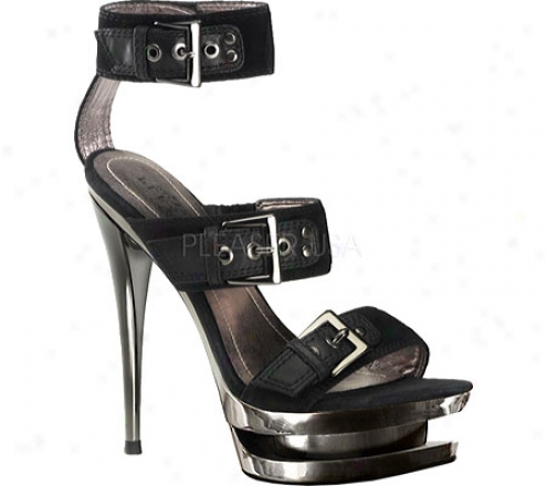 Pleaser Day & Darkness Fascinate 652 (women's) - Negro Suede/pewter Chrome