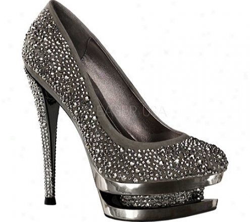 Pleaser Day & Night Fascinate 685dm (women's) - Dark Grey Suede/pewter Chrome