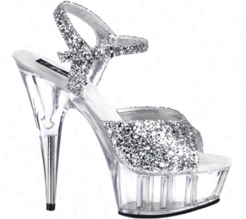 Pleaser Delight 609 (women's) - Silver Glitter/clear