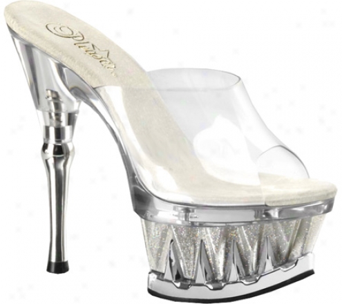 Pleaser Spiky 601mg (women's) - Clear/silver Glitter