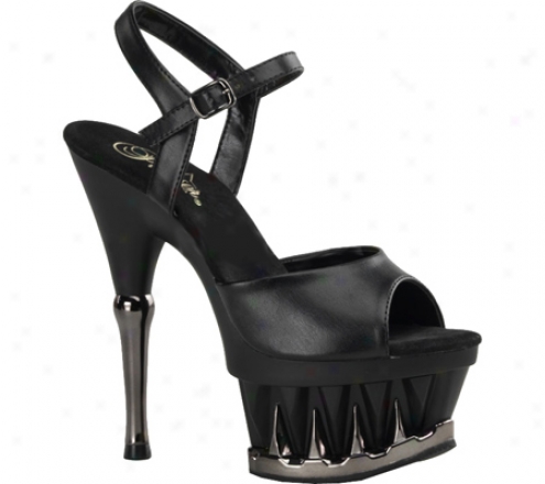 Pleaser Spiky 609 Pu (women's) - Black Pu/pewter Chrome