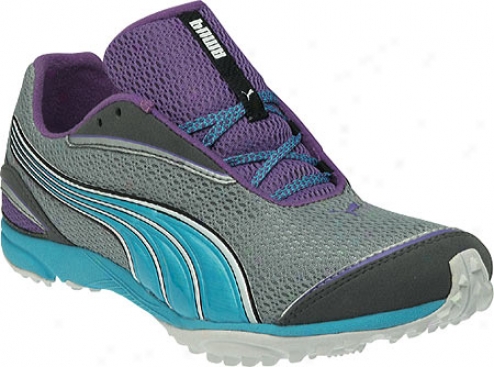 Puma Lakyos 2 V Tr (women's) - Limestone Grey/fluo Purple/blue Atoll