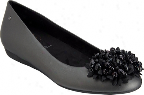 Rockport Faye Petals Ballet (women's) - Black Satin Metal Leather