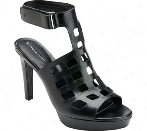 Rockport Square Perforated Sandal (women's) - Black Full Grain Leather