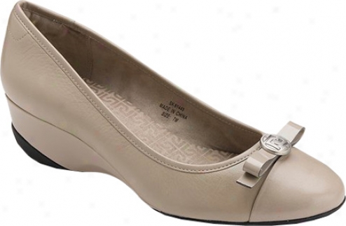 Rockport Trulinda Bow Tie Wedge (women's) - Cobblestone Grey Full Grain Leather/suede