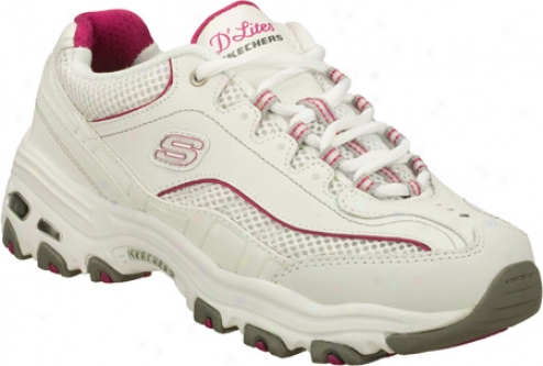 Skechers D Lites Cinch (women's) - White/pink