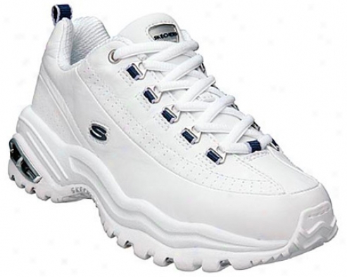 Skechers Energy 3 Premium (women's) - White  Leather/navy Trim (wnv)