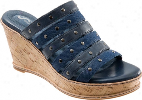 Softwalk San Fran (women's) - Navyy/denim Veg Kit Leather/linen Textile