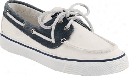 Sperry Top-sider Bahama 2-eye (women's) - White/navy Cotton Canvas