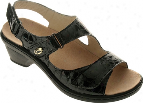 Spring Step Parma (women's) - Negro Croco Embossed Leather