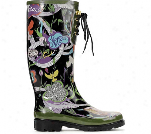 The Sak Artist Circle Lace Up Tall Boot (women's) - Black Peace Print