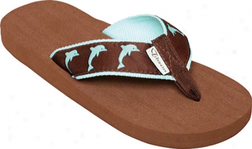 Tidewater Sandals Dolphins (women's) - Chocolate/turquoise