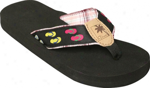 Tidewater Sandals Flip Flop Plaid (women's) - Black/pink