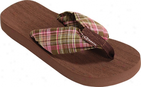 Tidewater Sandals Outer Banks Plaid (women's) - Chocolate/pink/green