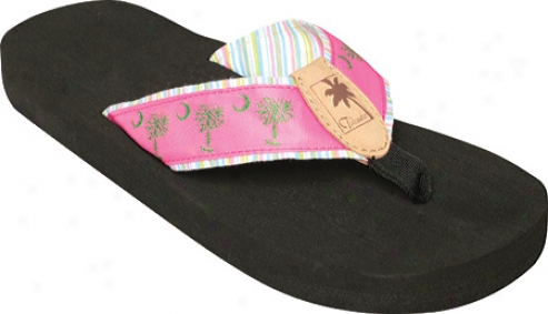 Tidewater Sandals Palmetto Stripe (women's) - Brown/pink/white